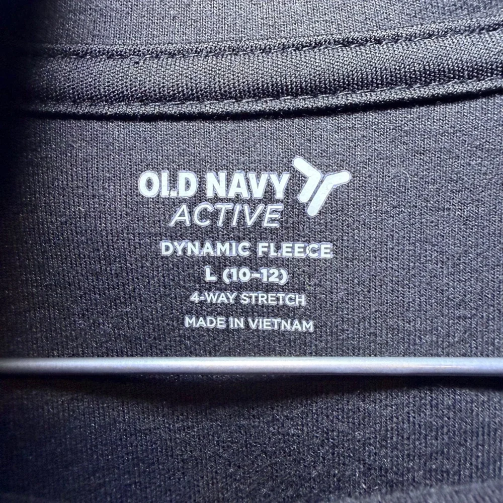 Old Navy Active Boys Dynamic Fleece Hoodie Black 4-Way Stretch Pullover L 10-12